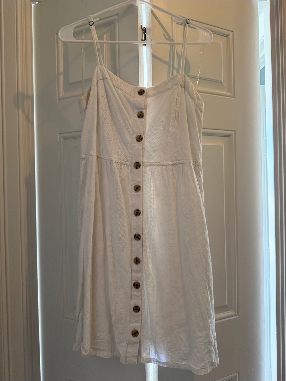 Universal Thread White Button-Front Mini Dress with Spaghetti Straps